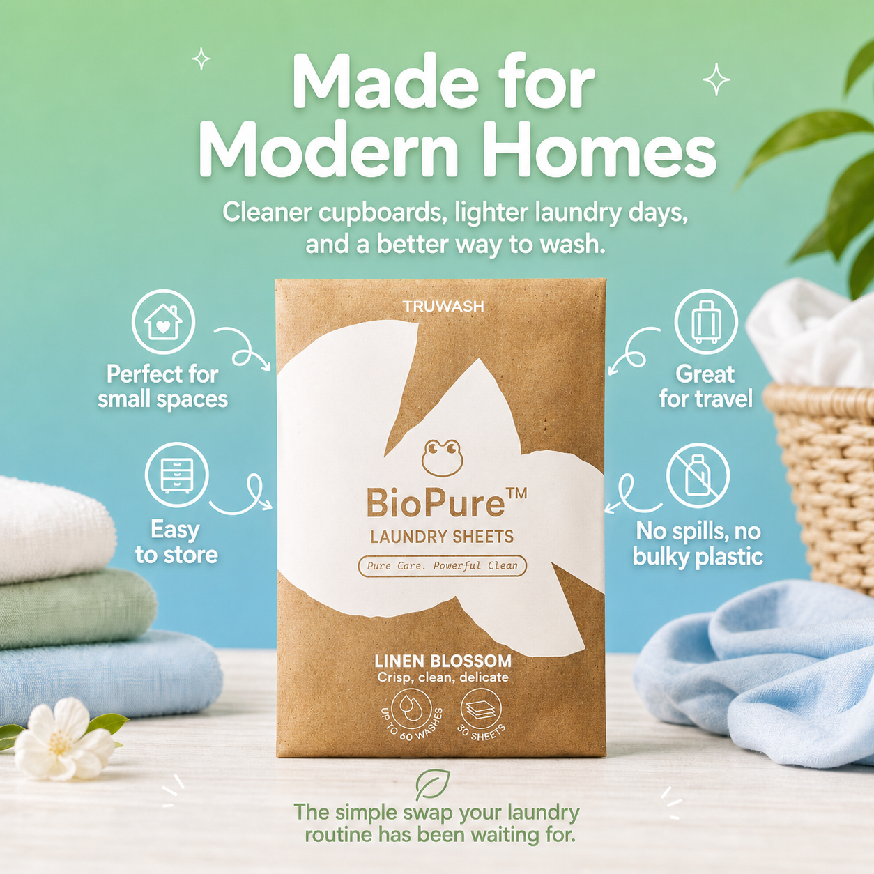 BioPure Eco-Friendly Laundry Sheets