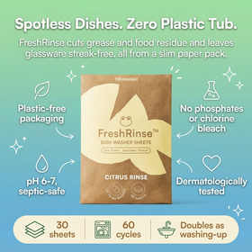 FreshRinse Eco-Friendly Dishwasher Sheets - 60 Loads