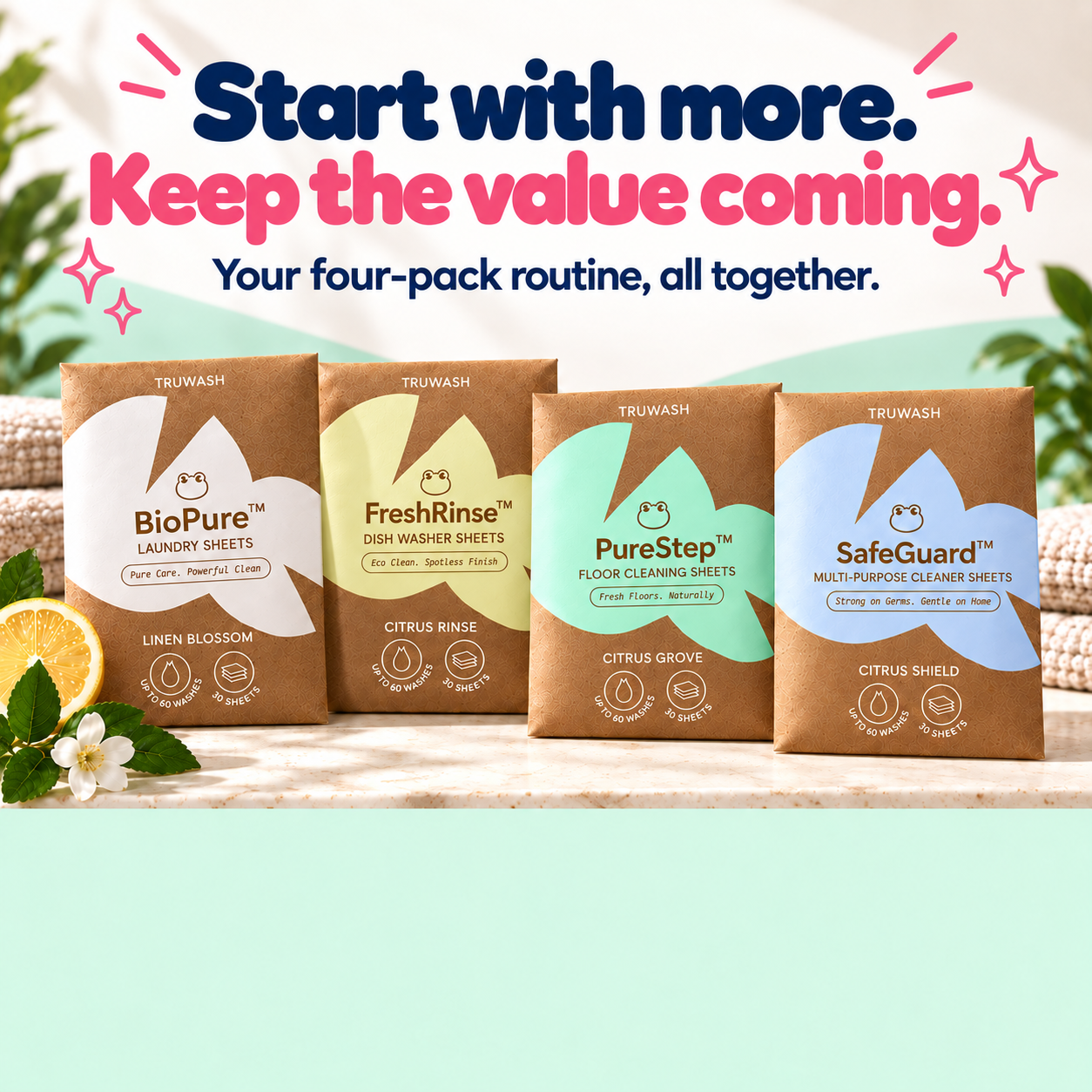 Your four-pack routine, all together. Value for your selected bundle.
