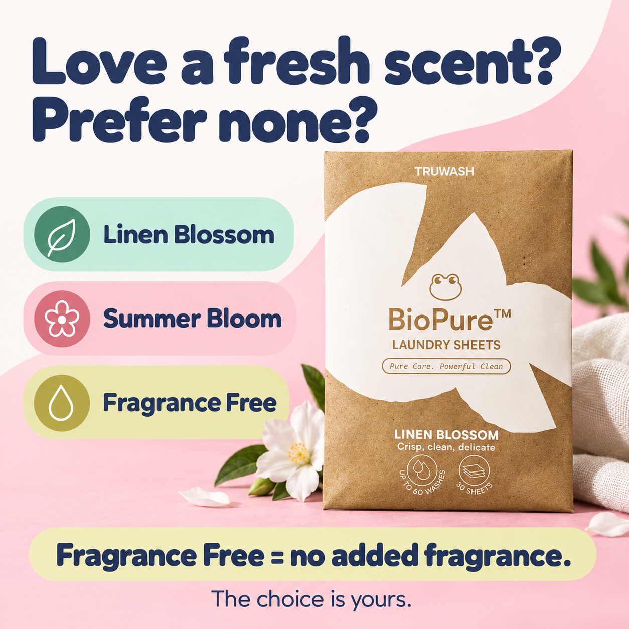 Choose Linen Blossom, Summer Bloom or Fragrance Free